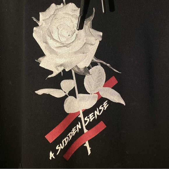 H&M black hoodie with graphic rose - Picture 3 of 4